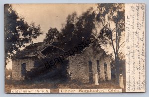 J87/ Upper Sandusky Ohio RPPC Postcard c1910 Old Mission Church  1661