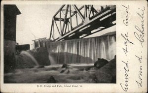 Island Falls Vermont VT Train Bridge c1910 Scarce Postcard