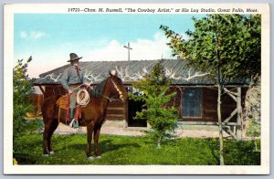 K46/ Great Falls Montana Postcard Linen Chas. M. Russell Cowboy Artist 179