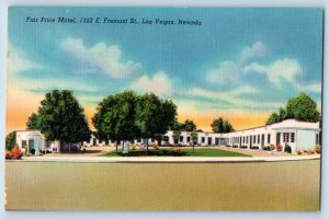 Las Vegas Nevada Postcard Fair Price Motel Fremont Exterior View c1940 Vintage