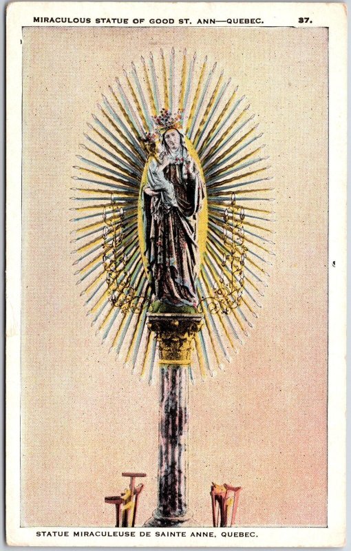 Miraculous Statue Of Good Sainte Anne Quebec Canada Postcard