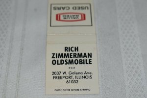 Rich Zimerman Oldsmobile Freeport Illinois Cars 20 Strike Matchbook Cover