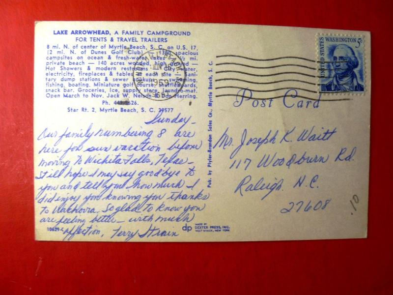 Postcard SC Myrtle Beach Airview Lake Arrowhead Campground