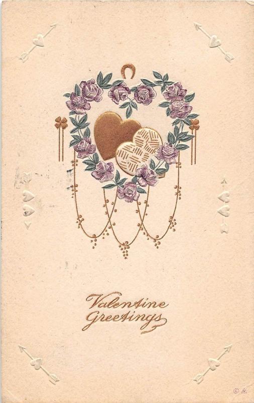 D80/ Valentine's Day Love Holiday Postcard 1916 North East Penn Art Nouveau 1