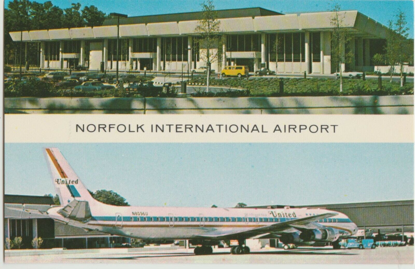 NORFOLK, VA INTERNATIONAL AIRPORT, United Airlines Postcard United