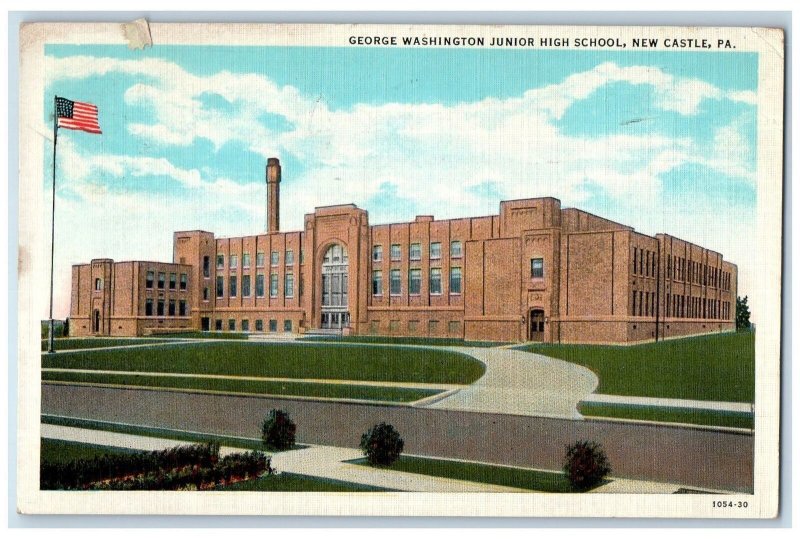 1936 George Washington Junior High School New Castle Pennsylvania PA Postcard 