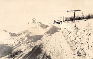 Opening Road After Big Snow Storm, Plow In The Northland, Real Photo Eagle Ri...