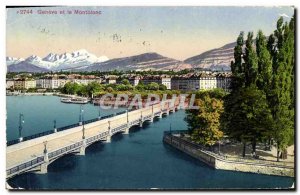 Old Postcard Geneva and Mont Blanc