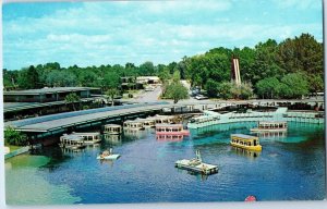 Aerial View Silver Springs Glass Bottom Boats Florida Postcard