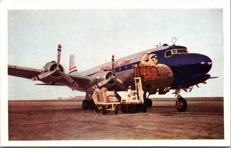 Vintage Kodachrome United Airlines Mail & Cargo Express Prop Mainliner Postale