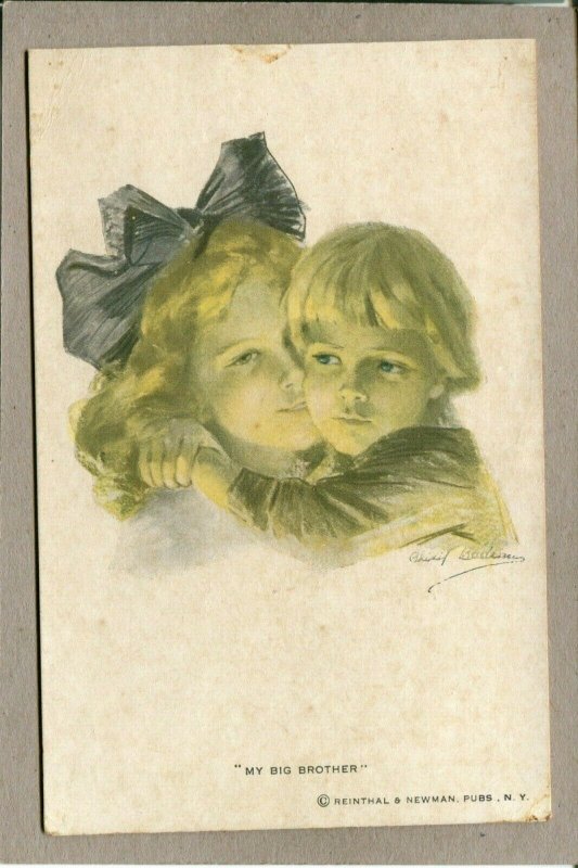  Postcard Phillip Boilean Artist Signed Art Deco Women My Big Brother 1268E