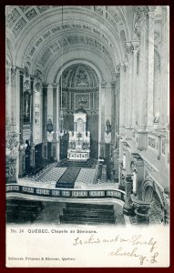 dc436 - QUEBEC CITY Postcard 1910s Seminary Chapel Interior by Pruneau & Kirouac