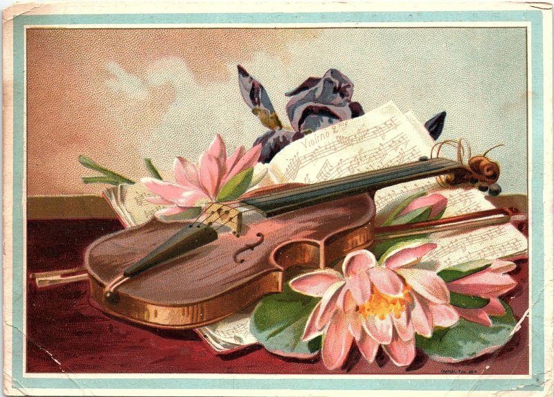 1880s MIDDLETON'S SILVER TEA COFFEE PHILADELPHIA PA VIOLIN TRADE CARD 40-191