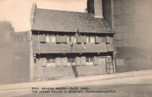 Boston Massachusetts, 1951 Paul Revere House Built 1660 Oldest Vintage Postcard