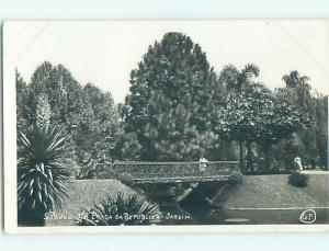 old rppc SMALL BRIDGE ACROSS RIVER IN PARK Sao Paulo Brazil HM2219