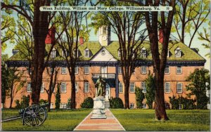 Vtg Wren Building William and Mary College Williamsburg Virginia VA Postcard