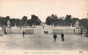 Vintage Postcard La Grande Allee Du Jardin Des Tuileries Garden in Paris, France