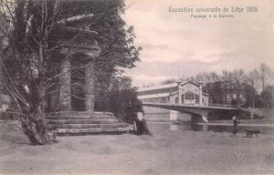 LIEGE BELGIUM EXPOSITION COVERED BRIDGE POSTCARD (1905)