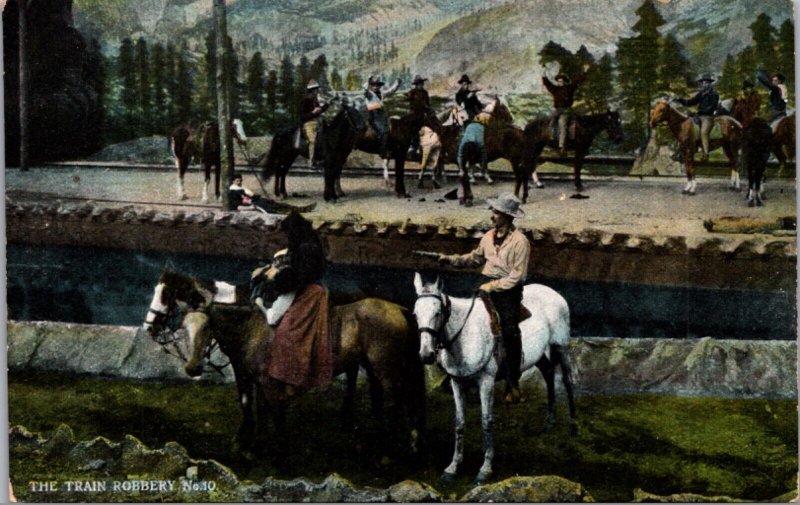 Postcard The Train Robbery No. 10 Men on Horseback with Guns