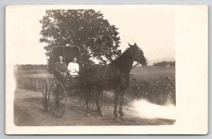 RPPC Man And Woman In Horse Drawn Buggy Young Courting c1907 Postcard T27