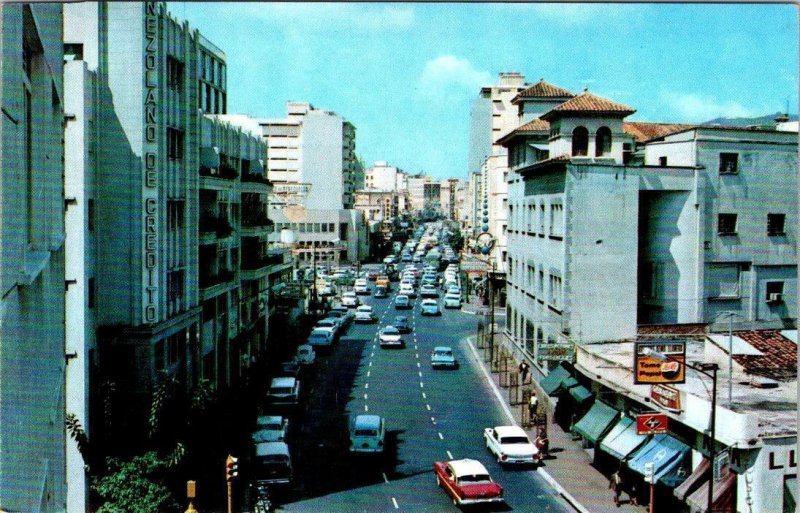 Caracas Venezuela CALLE REAL Sabana Grande Royal Street Scene~50's Cars Postcard