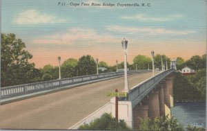 Postcard Cape Fear River Bridge Fayetteville NC North Carolina