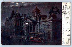 South Africa Postcard Standard Bank GPO at Moonlight 1904 Capetown Tuck Art