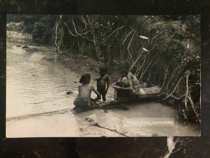 Mint Singapore Real Picture Postcard Malay Girls In The River