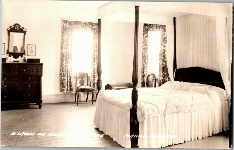 RPPC Bedroom, Old Indian Agency House Portage WI Vintage Postcard B38