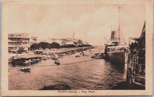 Egypt Port Said The Port Vintage Postcard C155