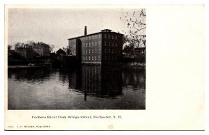 Antique Cocheco River from Bridge St, Mill Scene, Rochester, NH Postcard