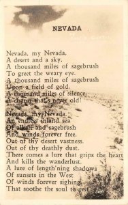 RPPC,  NV   NEVADA POEM By Leslie Curtis   1904-1950 Real Photo Postcard