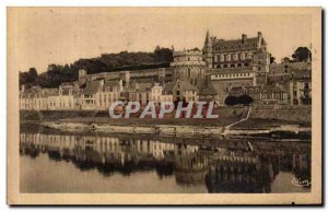 Old Postcard Amboise The banks of the Loire and the Chateau