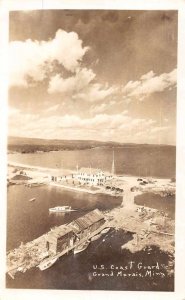 Grand Marais Minnesota panoramic aerial view US Coast Guard real photo pc BB2213