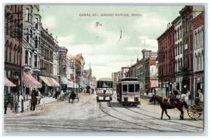 1909 Canal Street Business District Grand Rapids Michigan MI Carriages Postcard