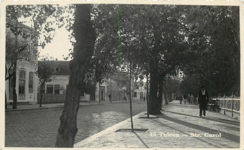Tulcea Romania Strada Carol 1937 Real Photo Postcard