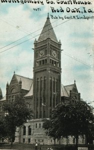 View of Montgomery County Court House Red Oak Iowa IA Vintage Postcard 1910
