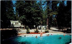 LAKEHEAD, CA California   Lakehead  CAMPGROUND  POOL  c1960s Roadside  Postcard