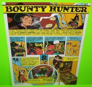 Bounty Hunter Pinball FLYER Original 1985 NOS Promo Art Western Theme Cowboy