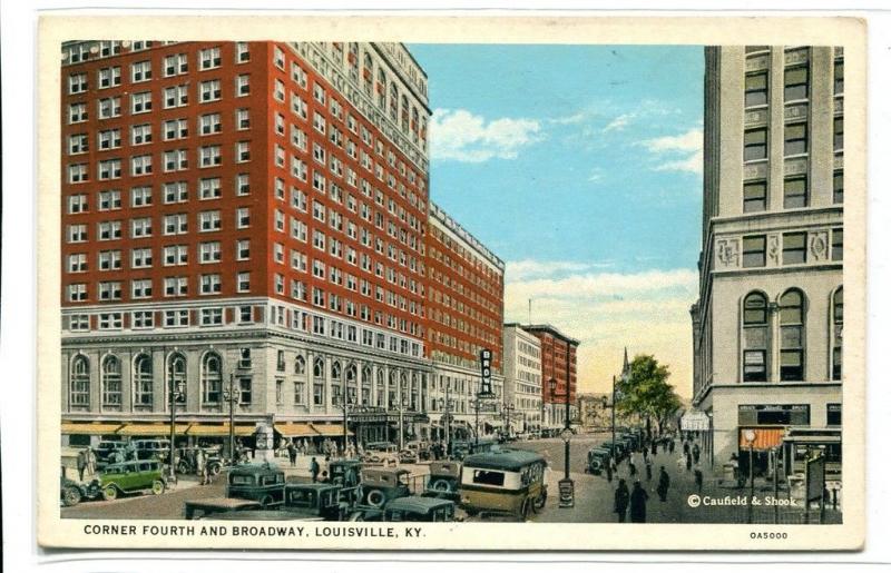 Fourth & Broadway Intersection Louisville Kentucky postcard