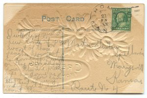 1908 Postcard Greetings From (Home City, KS Vintage Standard View Embossed Card 