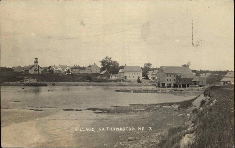 South Thomaston ME Maine General View of Village c1915 Real Photo Postcard