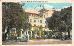 Pasadena California 1929 Postcard Maryland Hotel Parked Cars