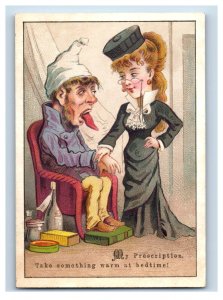 1880s Cheeky Adult Humor Victorian Card Take Something Warm At Bedtime F113