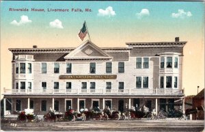Livermore Falls, ME Maine  RIVERSIDE HOUSE Hotel~Early Cars  ca1910's Postcard