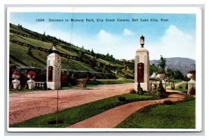 Memory Park Entrance Gate Salt Lake City Utah UT UNP WB Postcard T20
