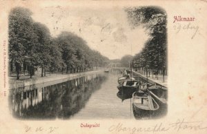 Netherlands Alkmaar Oudegracht Vintage Postcard 04.20