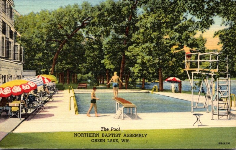 Wisconsin Green Lake Northern Baptist Assemble Swimming Pool 1945 Curteich