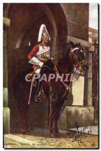 Postcard Old Army Whitehall Sentry on guard Jumper Horse