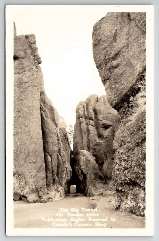 South Dakota RPPC Big Tunnel On Needles Drive SD c1940 Postcards P24